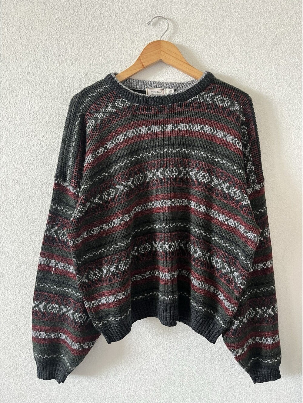 Vintage Bugle Boy Striped Knit Sweater Large USA Made⁠